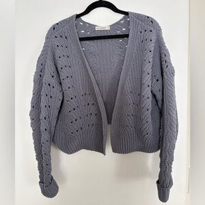 moon & madison Gray Open-Knit Cardigan